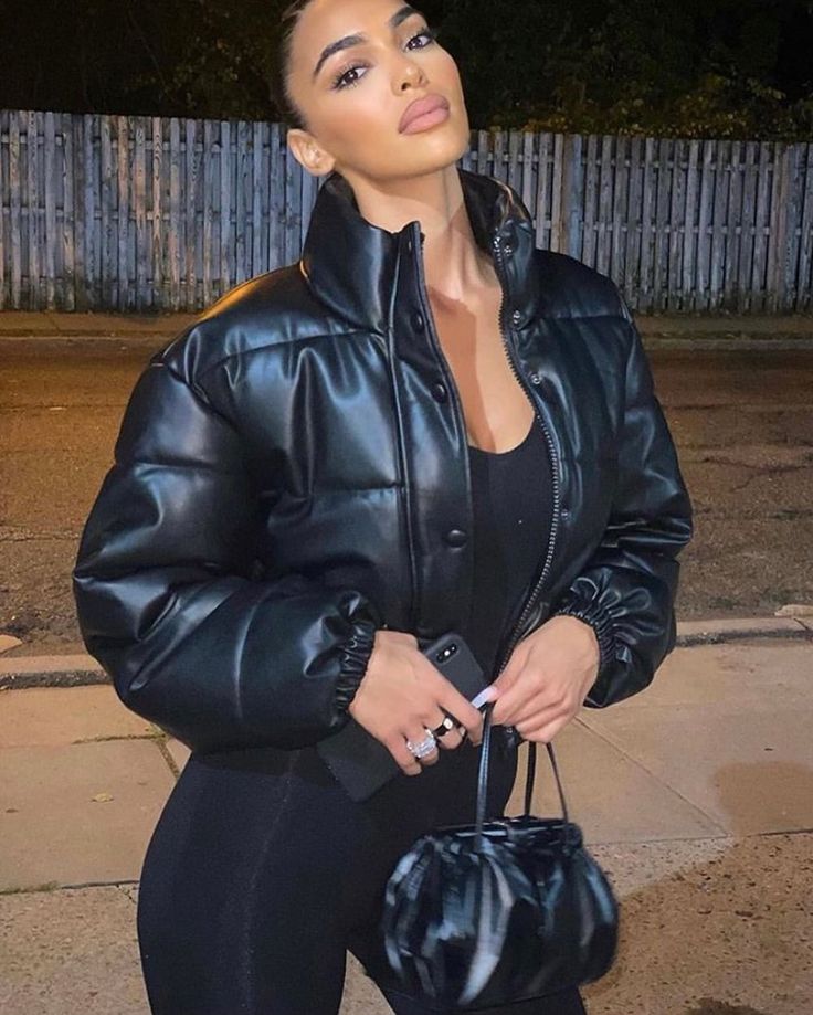 Ladies Faux Short Puffer Jacket