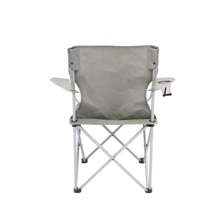 MHome  Classic Adult Folding Camp Chairs with Mesh Cup Holder 4pc Set Grey Only