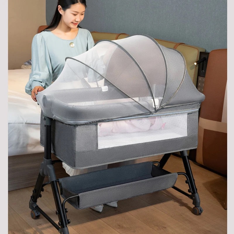 Portable Swing Cribs for Baby Foldable Height Adjustment Baby Bed Spliceable Mobile Baby Nest Children's Cots for 0-36 Months