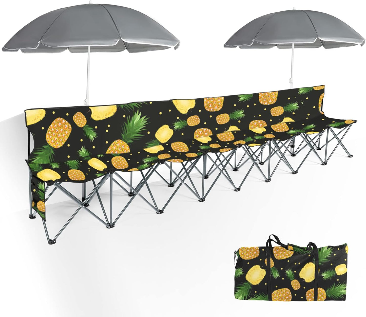 MFurn Portable 6-Seat Folding Sports Sideline Bench Camping Fishing Chair With Carry Bag