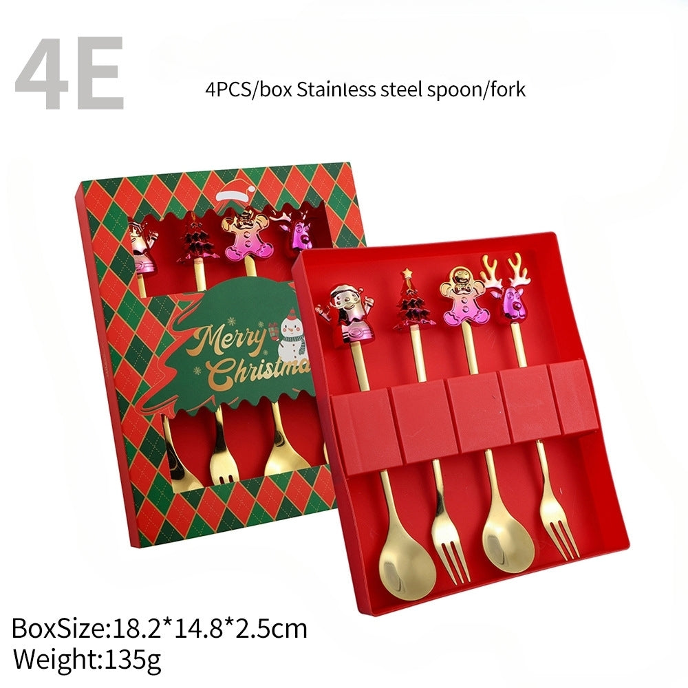 MHome Christmas Theme Cutlery Set 4pc in Gold or Silver Options