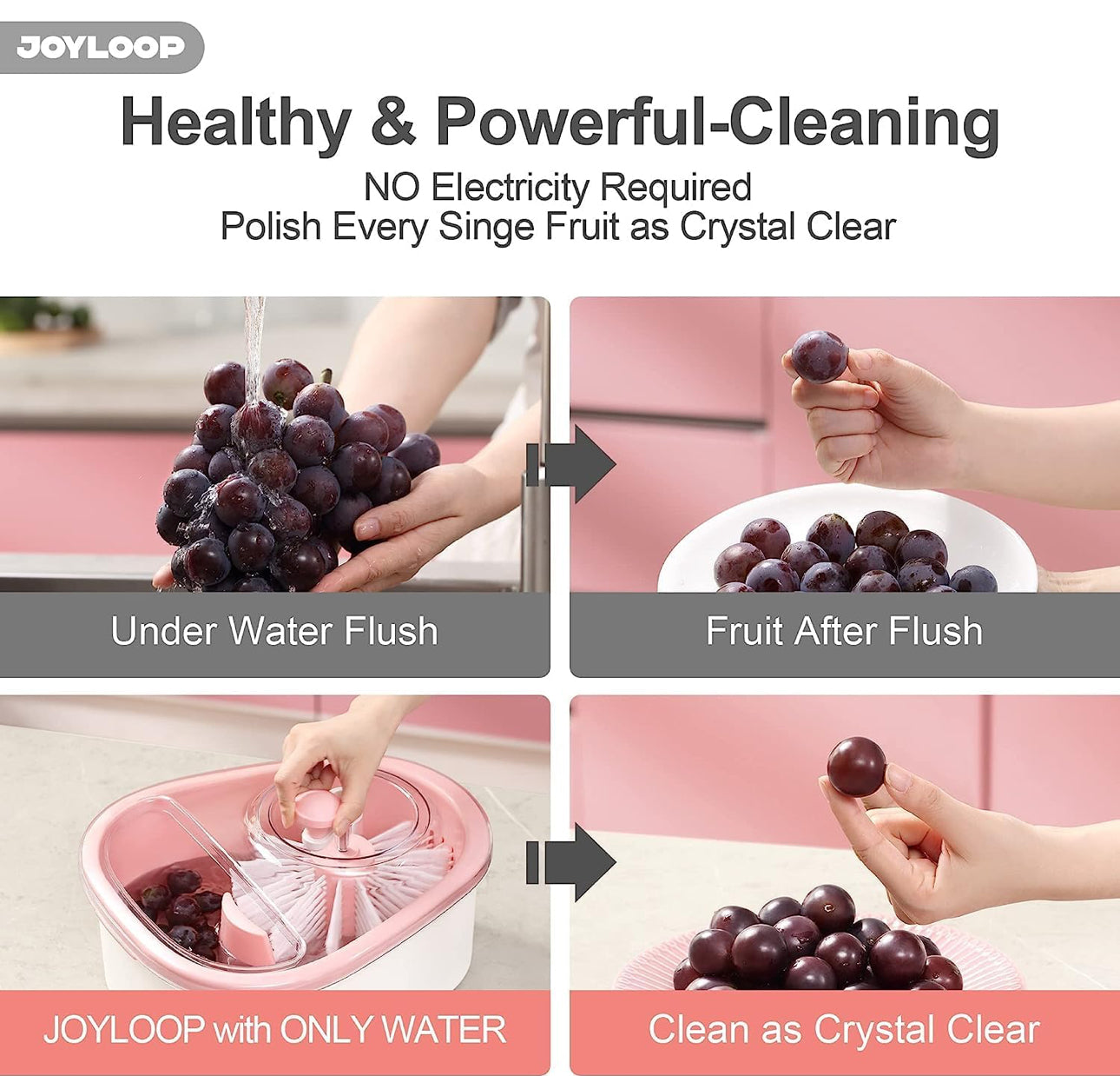 Generic
Joice Loop Fruit Cleaner Large Fruit Washer Spinner with Urinal, Cap, Softener, Spinner Arm and Self-Drain System, for Cleaning Fruits and Vegetables with Full Sided Rotating Cleaning Brush
