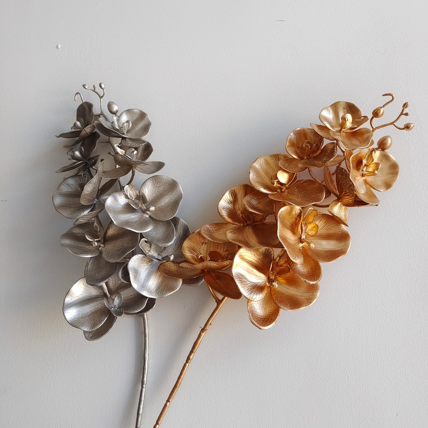 Artificial Metallic Phalaenopsis Orchid Decor In Gold Or Silver