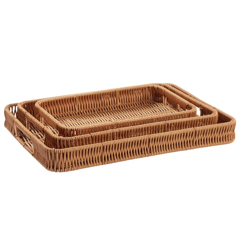 MHome Rattan Serving Tray 3pc Set