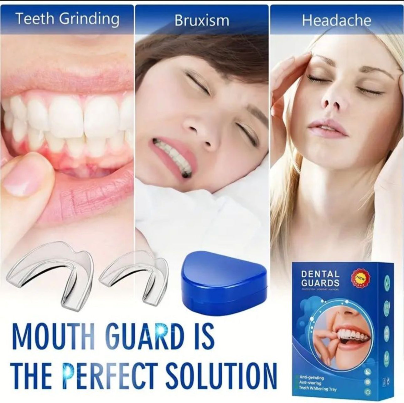 Dental Guard for Clenching Teeth at Night – 4pc Night Guard for Teeth Grinding & Anti-Snoring