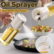 MHome 2-In-1 Oil Dispenser with Sprayer Bottle, White 2pc Set
