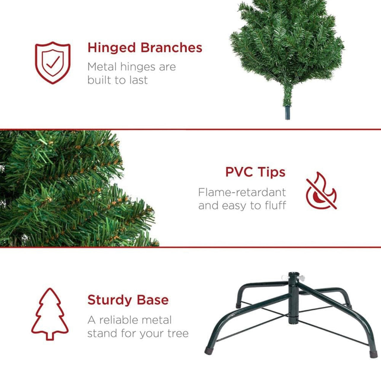 Christmas Tree Artificial Hinged Xmas Tree fire-Resistant and Non-allergenic Christmas Ornament with 850 Branch Tips Foldable Metal Stand Holiday Decoration Tree for Home Office Party 2.2M Height