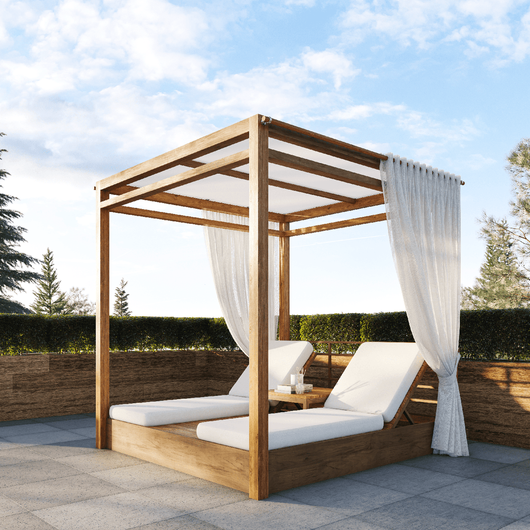 High End Twin Outdoor DayBed  Sun Lounger Set Teak with Canopy-Available On Order!