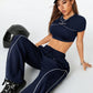 Women's Casual Streetwear T-Shirt And Wide Leg Pants 2pc Set- Various Colours