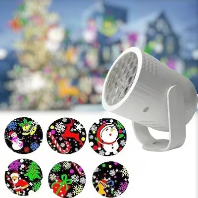 Christmas LED Projector Lights,USB Christmas Snowflake 16 Pattern Decor,Rotating Projector Lamp for Holiday Christmas - White