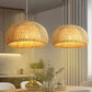 MHome Bamboo Wicker Rustic Vintage Rattan Shade Hanging Pendant Light-Various Options