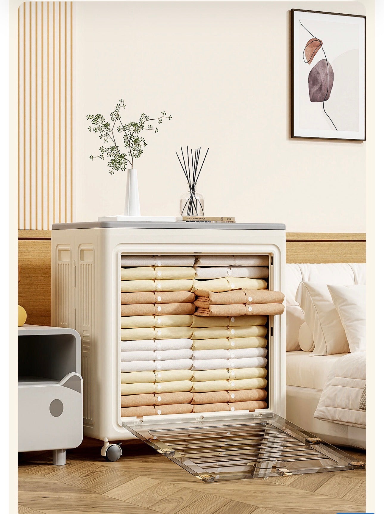 MHome Space Saving Foldable Roller Storage Cabinet