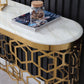 White Oval Narrow Entryway Table Marble Console Table With Double Pedestals