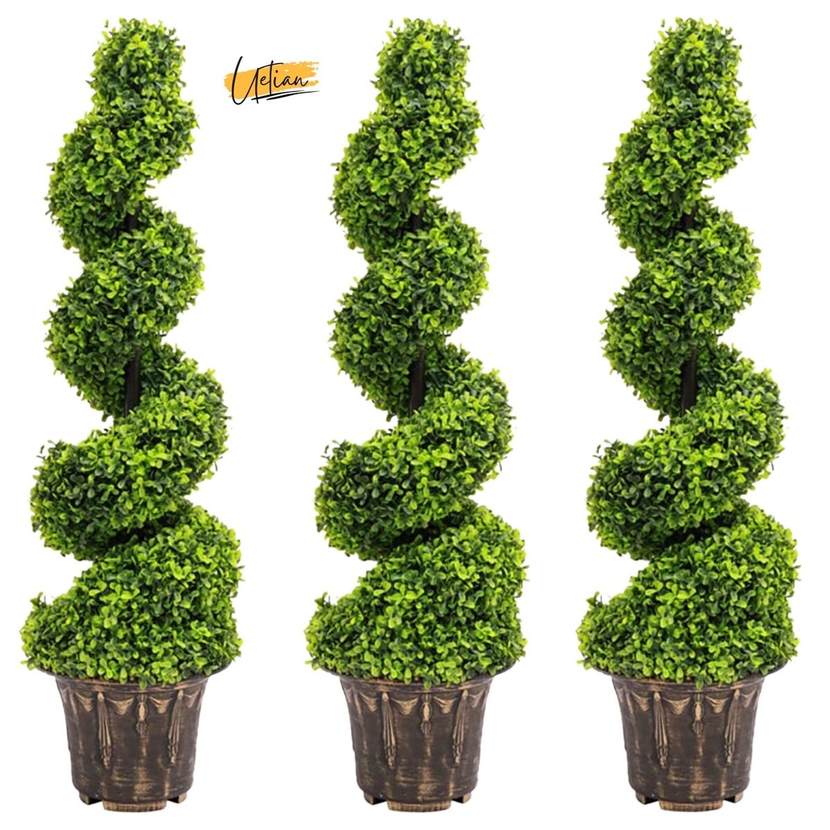 Artificial Boxwood Spiral Topiary Tree Plant Twisted Indoor Or Outdoor Decor