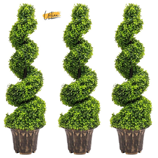 Artificial Boxwood Spiral Topiary Tree Plant Twisted Indoor Or Outdoor Decor