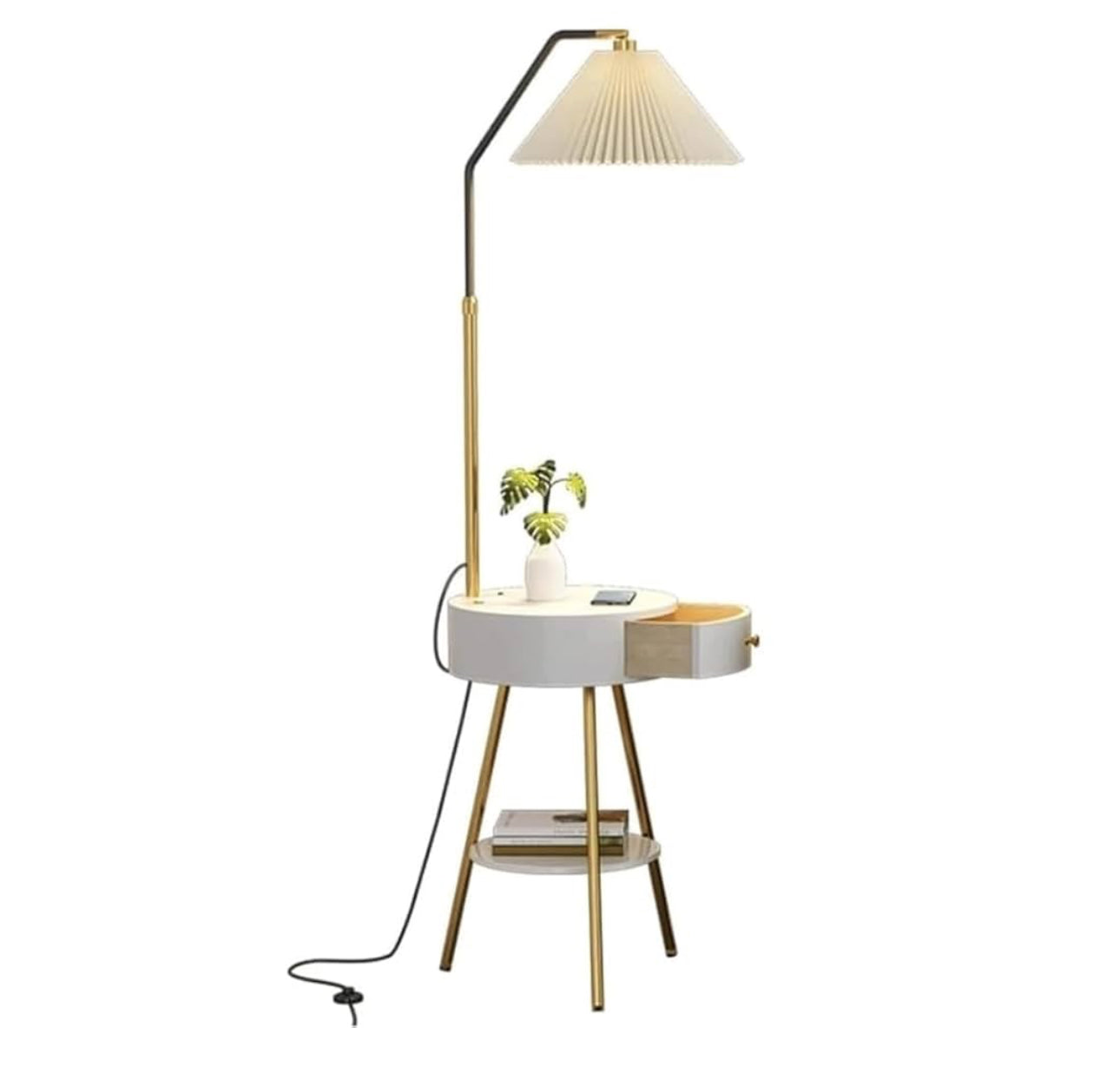 MFurn Scandinavian Style Floor Lamp with Shelf – Living Room & Bedroom