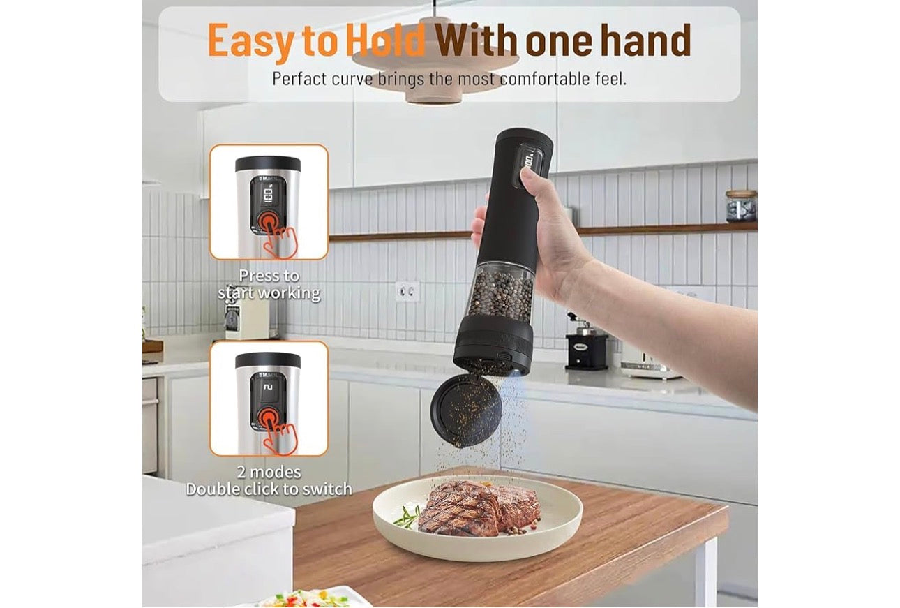 MHome Electric Kitchen Grinder with Adjustable Coarseness – Transparent Container Electric Spice & Herb Grinder – Stainless Steel Blades, Easy Clean, Powerful Motor – Perfect for Spices, Coffee