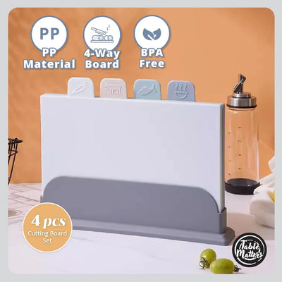 Family 4pcs Kitchen Cutting Board Set with Drying Stand