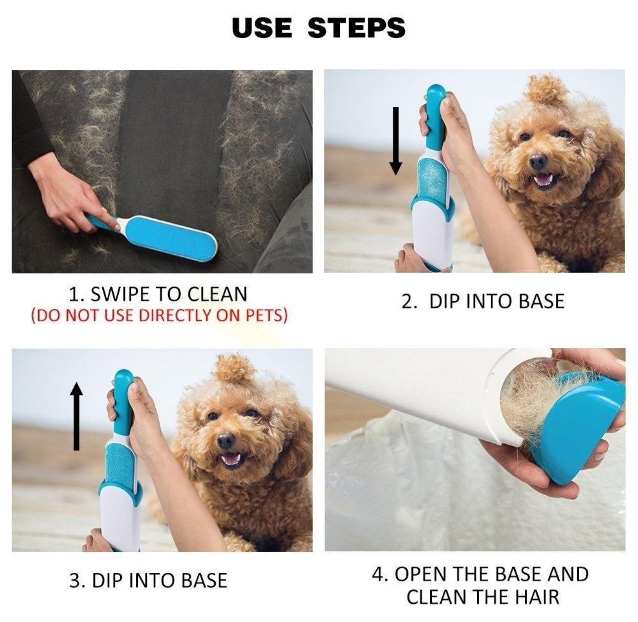 Pet Reusable Pet Hair Remover with Self Cleaning Base
