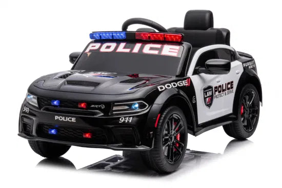 Licensed Dodge Charger 12V Ride-On Police Car with Speeds and Bluetooth