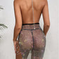 Sparkly Rhinestone See Through Mesh Dress