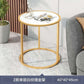 MFurn Marble Top Round Side Table End Table with Golden Metal Frame-Set of 2