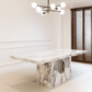 MFurn Nordic Styled Faux Marble Stone Dining Table Set Inc 6 Chairs