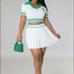 Women’s Short Sleeves Polo T Shirt Mini Skirt Casual 2 Piece Set