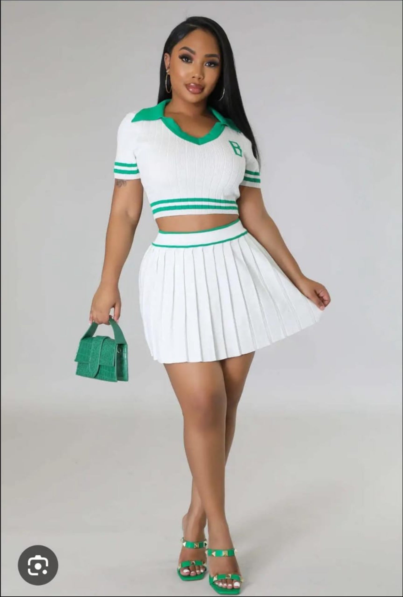 Women’s Short Sleeves Polo T Shirt Mini Skirt Casual 2 Piece Set