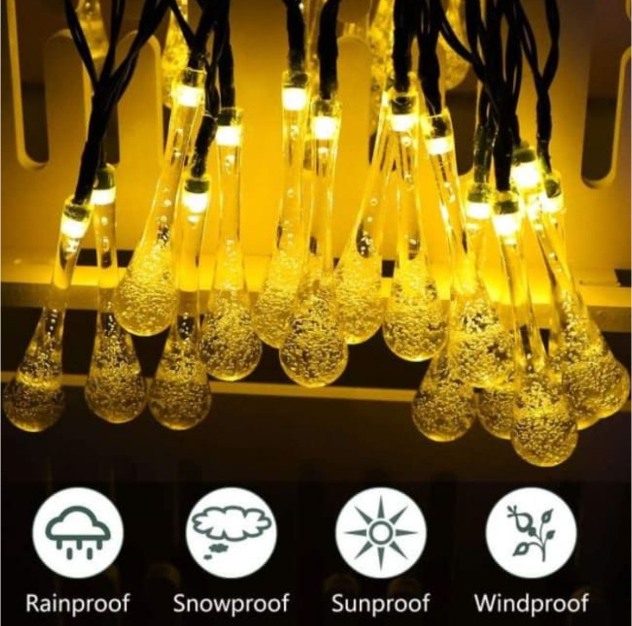 Christmas LED Solar Powered Water Drop Fairy Light - 6M