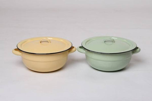 Enamel Cooking/Food Dish With Lid - Various Options Available