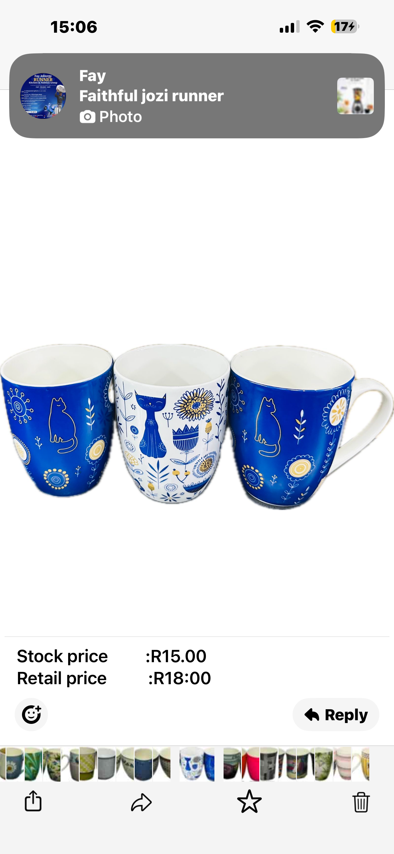 MHOME Coffee Mug Set Blue Cat -4pc Set