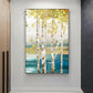 Nordic Abstract Canvas Painting Tree Poster Living Room Bedroom Golden Wall Art Pictures Home Decor Frameless 90x60cm