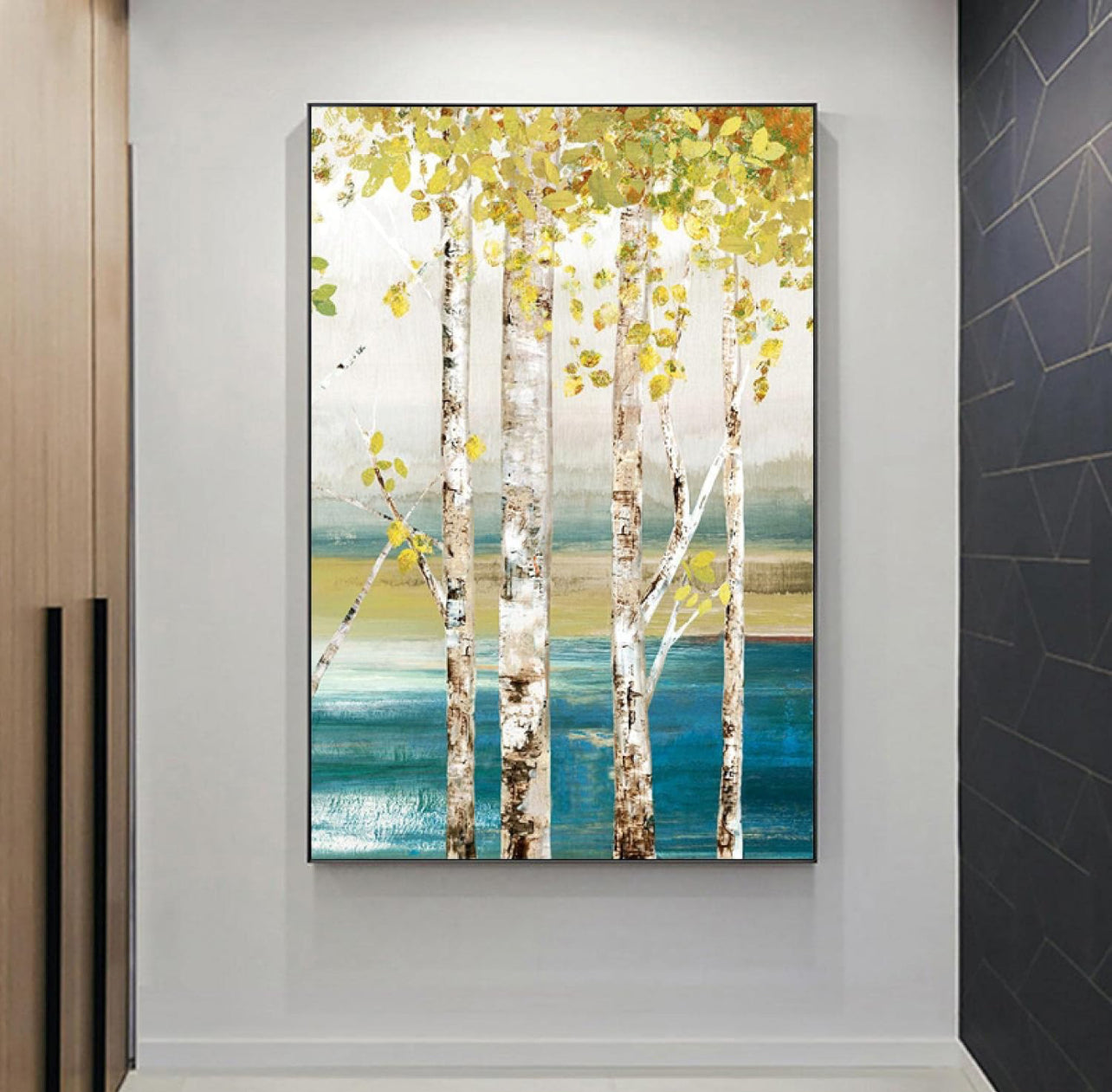 Nordic Abstract Canvas Painting Tree Poster Living Room Bedroom Golden Wall Art Pictures Home Decor Frameless 90x60cm