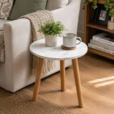 MFURN Coffee Table Faux Marble Design Table Side Tables, Sofa Mobile Small Coffee Table Bedside Tables Corner Mini Round Table-Various Options