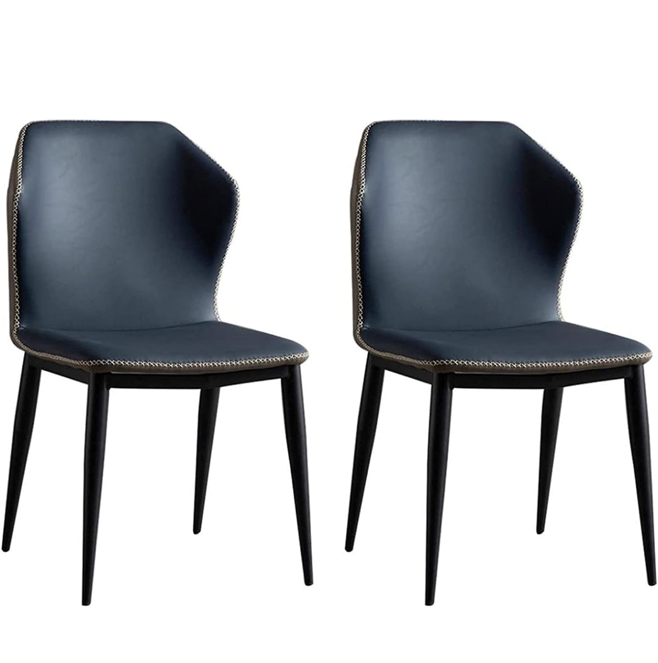 MFurn Modern Lounge High Back Leather Dining Room Chairs with Metal Legs - Stylish Restaurant Cafe Seating - Backrest Upholstered