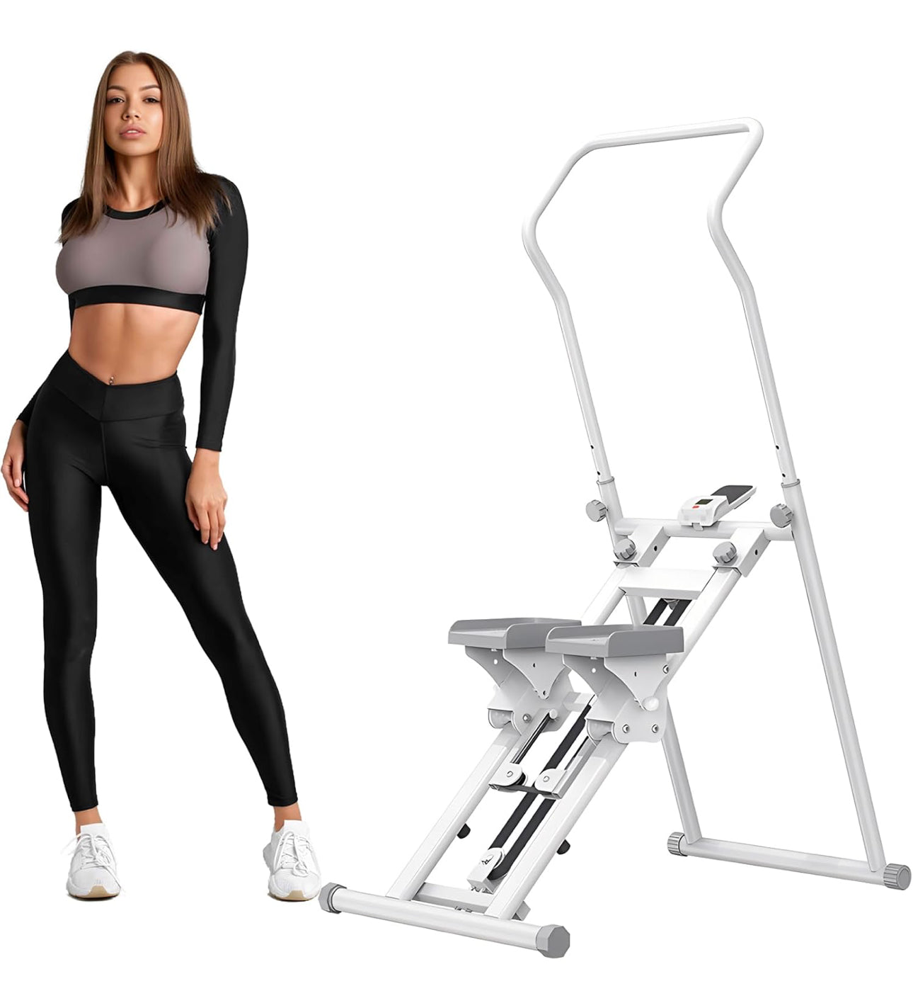 Pro-Sportz Stair Climber Stepper for Home Gym Exercise, Vertical Climber Machine for Full-Body Workout, Folding Cardio Exercise Climber with LCD Monitor, Adjustable Handlebar & Pedals