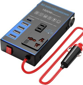 MTech 
Car Power Inverter - 12V/24V Converter, 2 AC Outlets + 4 USB Ports,Fast Charging Car Charger Inverter With USB C, Overload Protection,High Efficiency,Home,Vehicle 1500watt