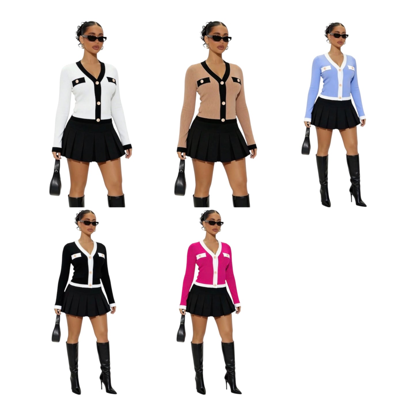 Ladies V-Neck Cardigan-Various Colours