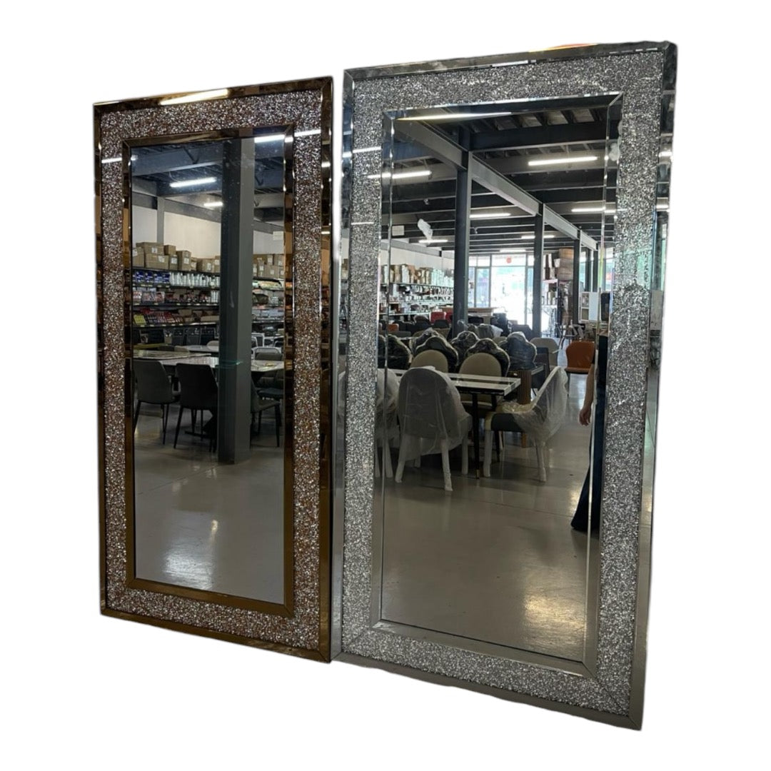 Crushed Diamond Large Rectangular Glass Mirror 2x1M Various Options