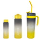 MHome 3-Piece Water Bottles with Handle & Straw in Dazzling Colours
