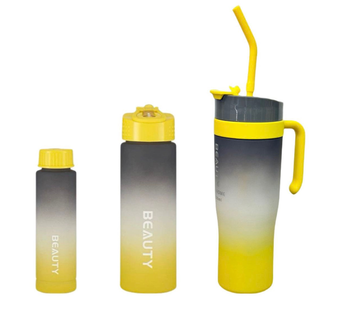 MHome 3-Piece Water Bottles with Handle & Straw in Dazzling Colours