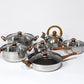 12Pcs Pots and Pans Set with 3L Kettle Nonstick Kitchen Stainless Steel with Lids Dishwasher Safe