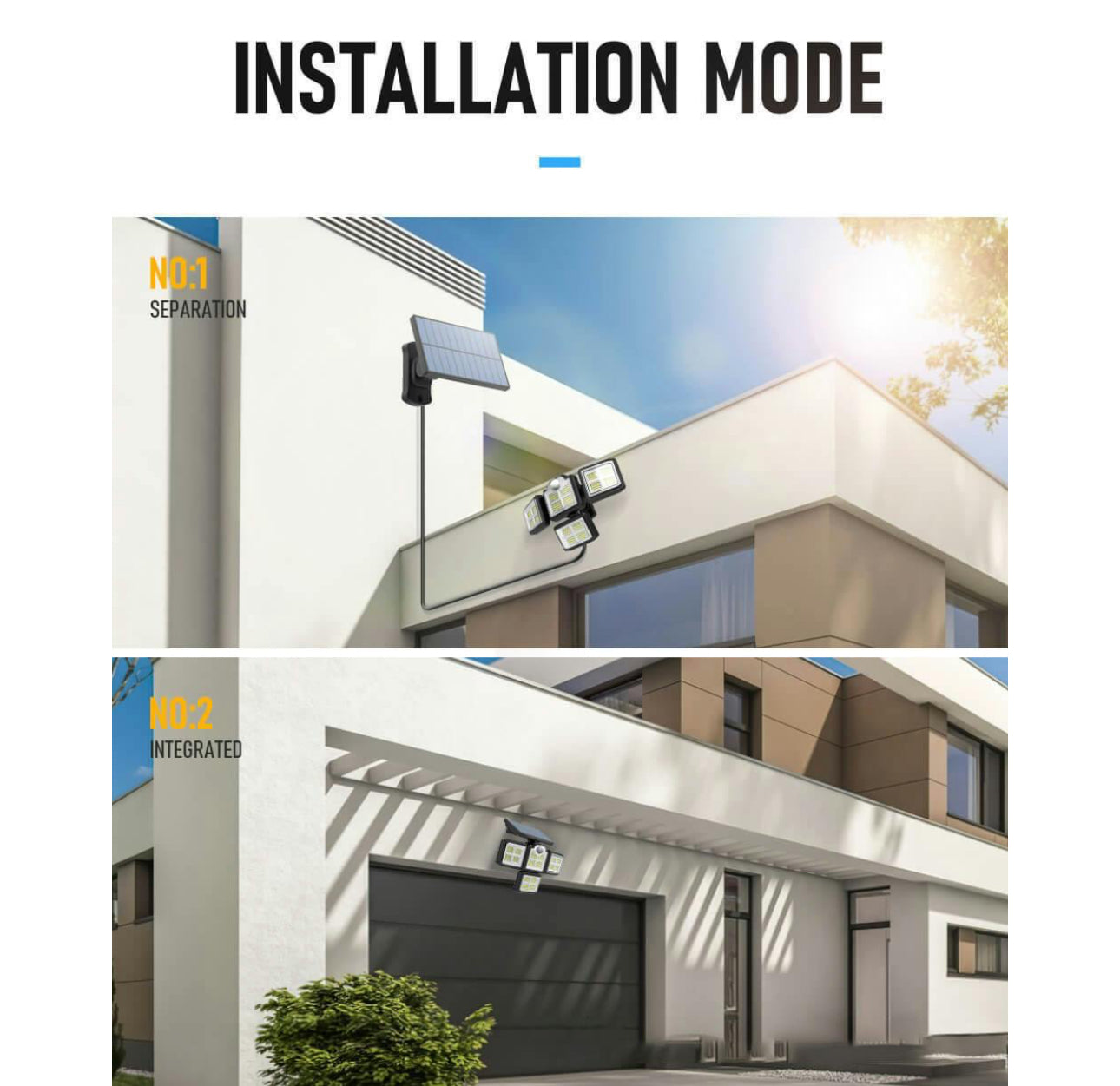 MHome 4 Head Outdoor Solar LED Light with Motion Sensor, Remote Control