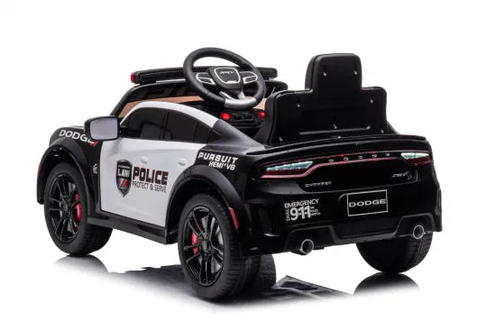 Licensed Dodge Charger 12V Ride-On Police Car with Speeds and Bluetooth