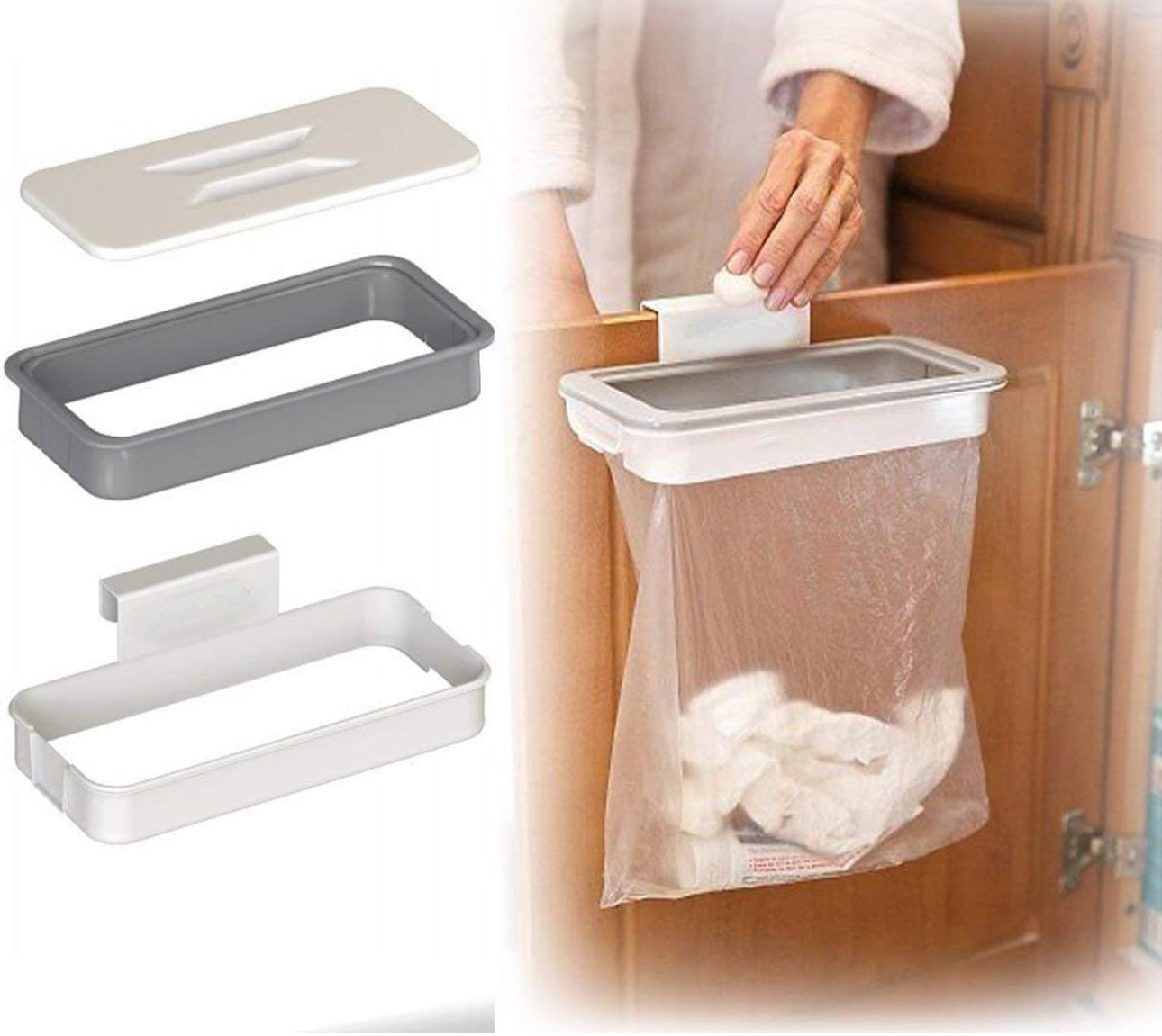 Attach-A-Trash Cabinet Hanging Garbage Bag Holder – Space-Saving Waste Solution