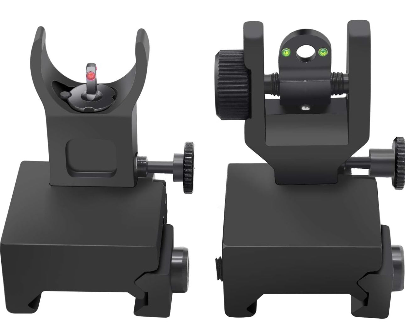 Tactical Fiber Optics Low Profile Flip up Iron Sight with Front Red Dot Sight and Rear Green Dot Sight