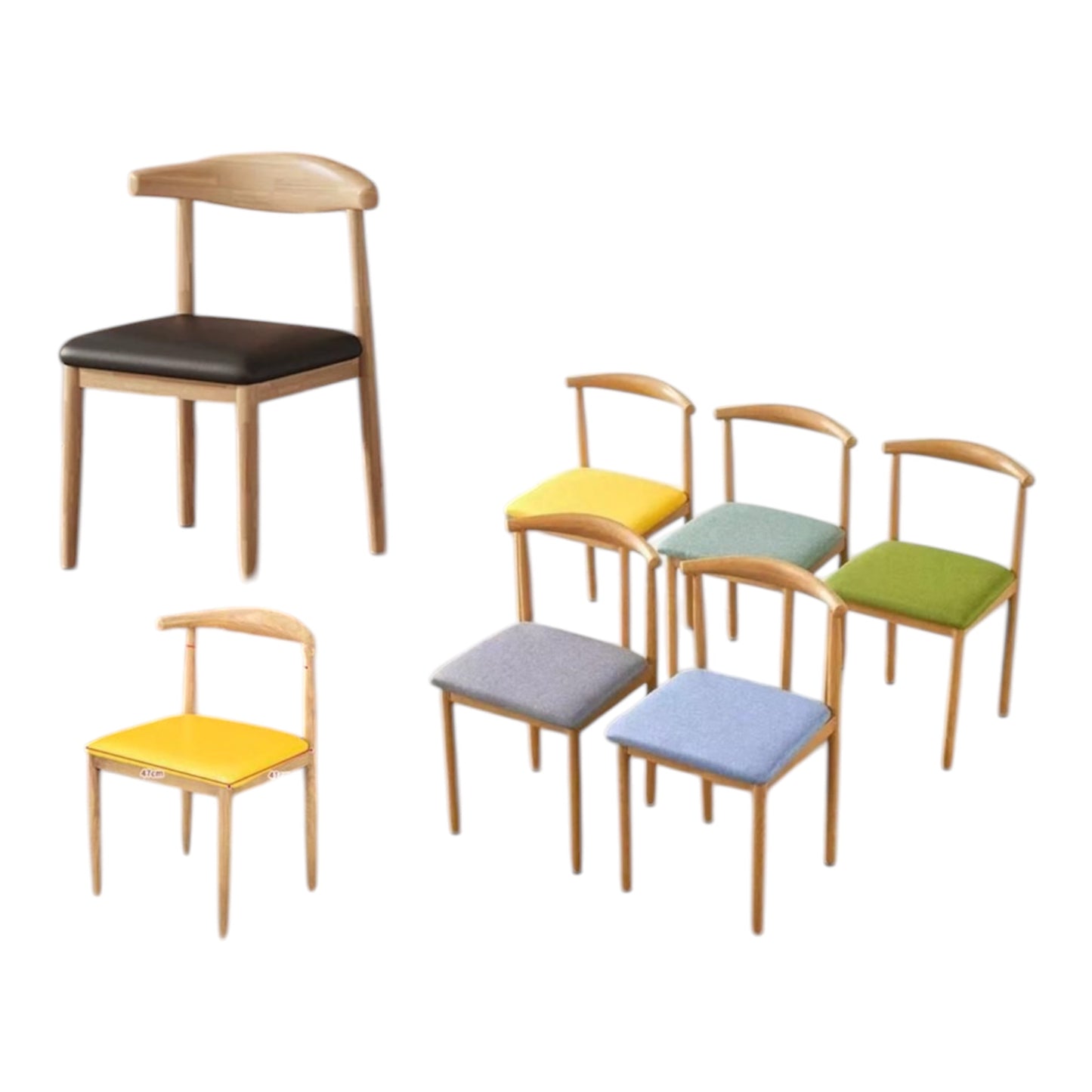 MFurn Scandinavian Dining Chair – PU Leather Upholstered Seat with Steel Frame