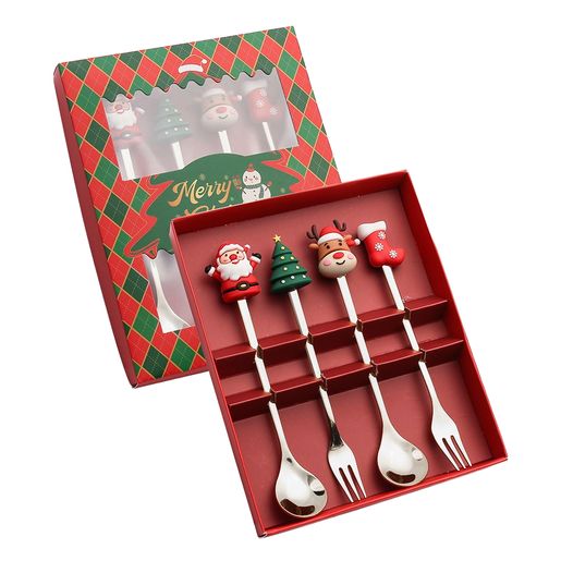 MHome Christmas Theme Cutlery Set 4pc in Gold or Silver Options