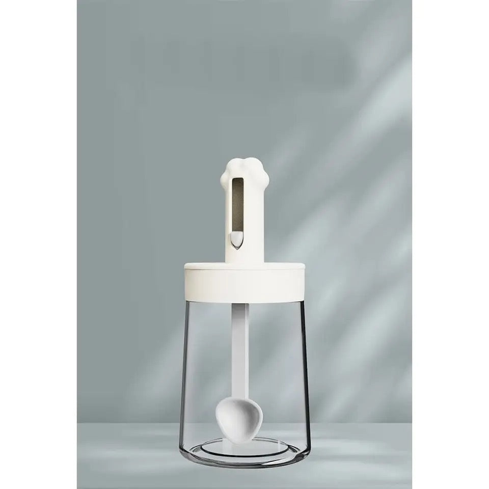 Retractable Spice Jar With Airtight Spoon Lid Seasoning Container GREY